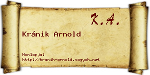 Kránik Arnold névjegykártya