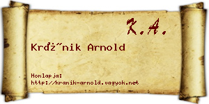 Kránik Arnold névjegykártya